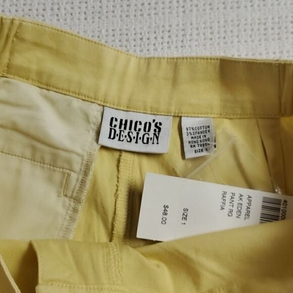 Chico's Design Eden Raffia High Waisted Sz.1 Pants Zippered Side Slit w Pockets - Picture 11 of 12